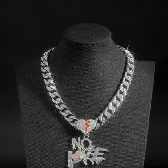 Men's Rhinestone No Love Diamond Chain - Picture 6 of 7